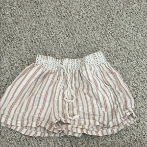 Forever 21 High Waist Tan and White Striped Shorts